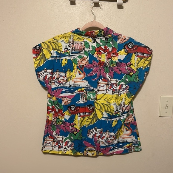 Vintage 70s Laura Mae Hawaiian Pinup Girl  Button-Up Top Size Medium - Picture 7 of 10